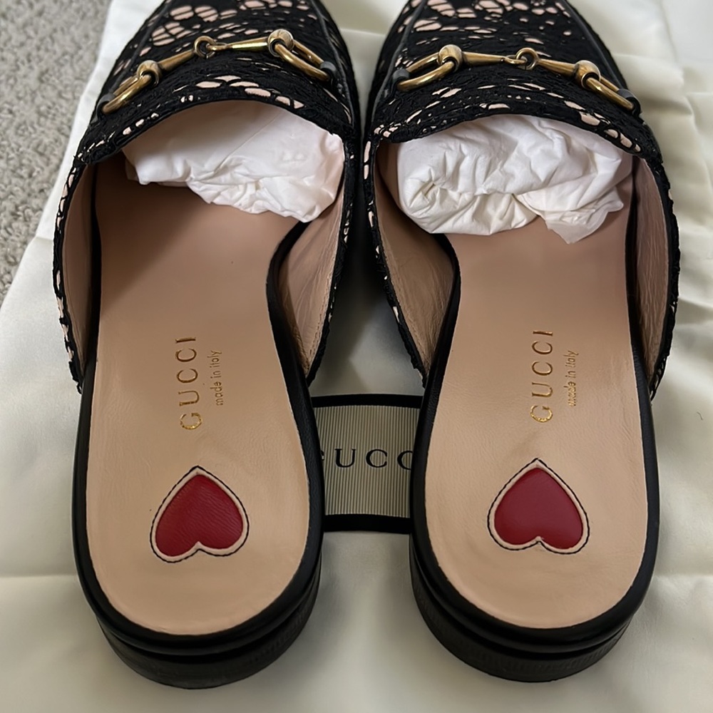 Gucci Princetown black and nude loafer slide mule - Picture 3 of 8